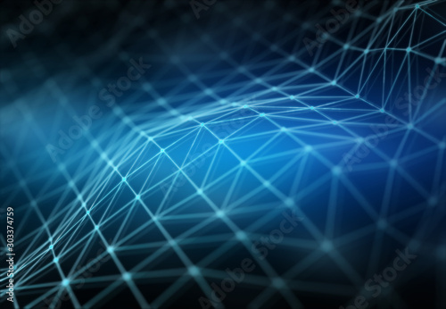Abstract digital network connection on dark background 3D rendering