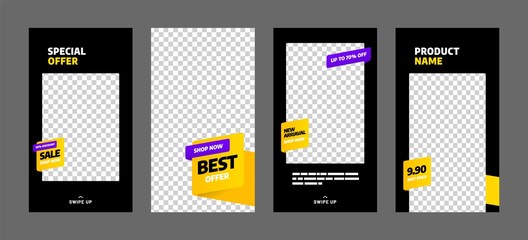 Wall Mural - editable post template set for banner sale, presentation, flyer, poster, invitation, stories, stream