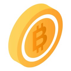 Poster - Bitcoin icon. Isometric of bitcoin vector icon for web design isolated on white background