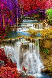 Fototapeta Tęcza - Beautiful waterfall in deep forest