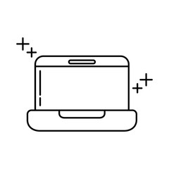 Poster - laptop computer office line icon style