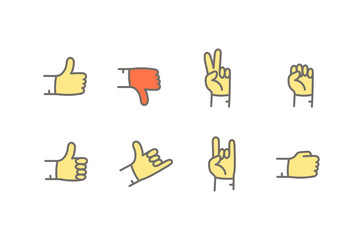 Aufkleber - Different hand signs color vector collection isolated on white
