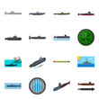 © Svitlana - Isolated object of boat and navy symbol. Set of boat and deep vector icon for stock.