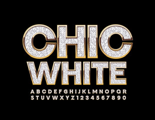 Aufkleber - Vector Chic White Font. Stylish Alphabet Letters, Numbers and Symbols. 