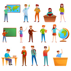 Wall Mural - Lesson icons set. Cartoon set of lesson vector icons for web design