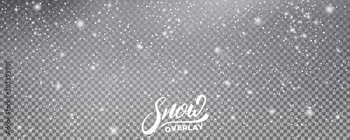 Wektor: Snow. Realistic snow overlay background. Winter Christmas and New Year snow decoration Snow. Realistic snow overlay background. Winter Christmas and New Year snow decoration