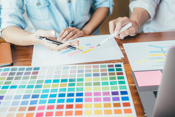Wall Mural - creative web designer planning application and developing template layout, framework for mobile phon