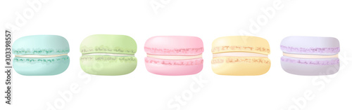 Fotografía Delisious macaroons in a row set