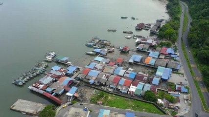 Poster - Aerial Footage of beautiful Sandakan Town also know as Little Hong Kong of Borneo.