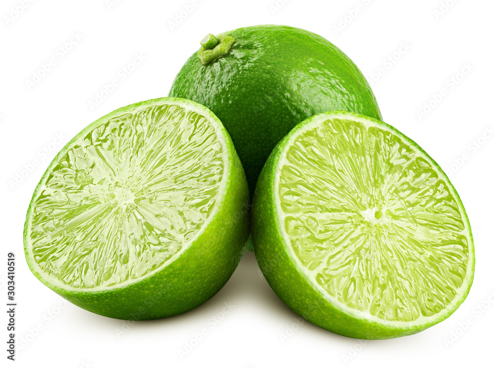 lime isolated on white background, clipping path, full depth of field - obrazy, fototapety, plakaty 