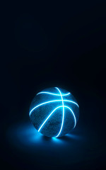 Wall Mural - 3D Rendering of creative basketball with glowing neon seams