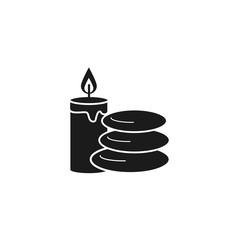 Poster - candle with spa stones silhouette style icon