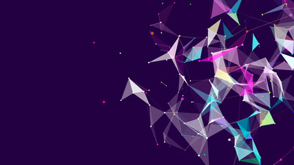 Fototapete - Connection of dots and lines on a dark background. Abstract vector illustration.