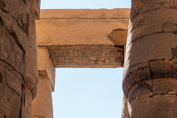 Wall Mural - Carved Architraves on Columns in the Hypostyle Hall Karnak Egypt