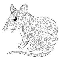 Wall Mural - coloring page with mouse or rat