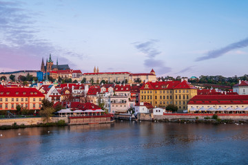 Wall Mural - Charles Bridge along is beautiful view of Old Town buildings  in Prague