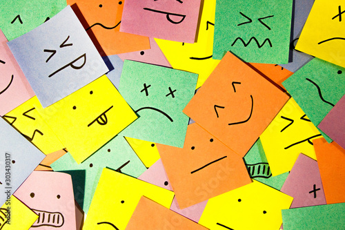 Cuadros en Lienzo set of funny colored stickers with different emotions