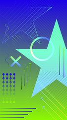 Poster - Modern shapes line circle star blue green background. Use for modern design, cover, template, decorated, brochure,