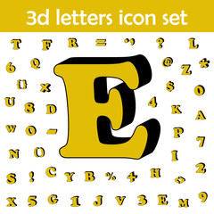 Poster - Letter e, alphabet, 3d icon. 3D words, letters icons universal set for web and mobile