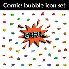 Poster - Comic speech bubble with expression text grrr ... Icon. Comic icons universal set for web and mobile