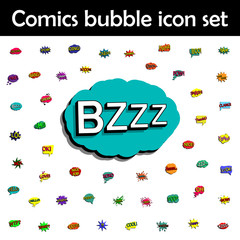 Poster - Comic speech bubble with expression text bzzz icon. Comic icons universal set for web and mobile