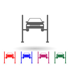 Poster - Car on a lift multi color icon. Simple glyph, flat vector of car repear icons for ui and ux, website or mobile application