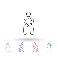 Poster - A man bends down carrying a box multi color icon. Simple thin line, outline vector of carrying and picking a box icons for ui and ux, website or mobile application