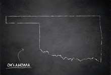 Map Of Oklahoma, State Of The United States Of America, Vector Design Card Blackboard Chalkboard