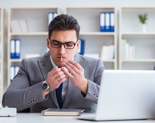 Sticker - Businessman smoking in office at work