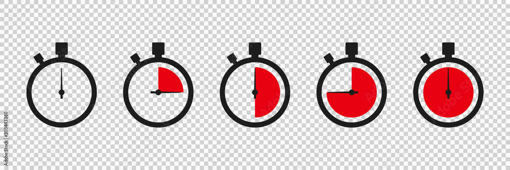 Timers icon on transparent background. Isolated vector elements. Stopwatch symbol. Vector countdown circle clock counter timer. Fast time icon. Circle arrow icon. - obrazy, fototapety, plakaty 