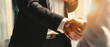 Leinwandbild Motiv businessman handshake for teamwork of business merger and acquisition