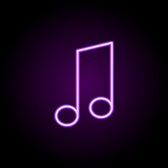 Poster - Music note neon icon. Simple thin line, outline vector of school icons for ui and ux, website or mobile application
