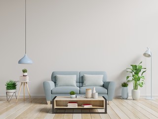 Modern interior room with plants and sofa in wooden table.