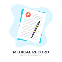 Poster - Medical record. Flat design. Claim form, application, prescription, healthcare documents, patient case, medical report concepts. Vector illustration