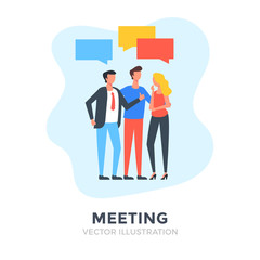 Meeting. Flat design. Business people. Vector illustration