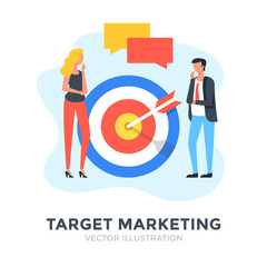 Poster - Target marketing. Flat design. Business people. Vector illustration