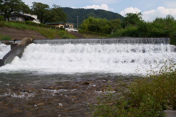 Japanese river flow water splash