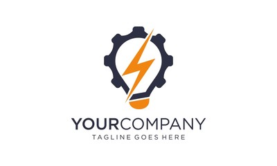 Wall Mural - Lighting electric lamp on logo vector 