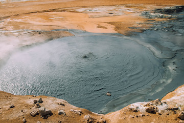 Steam coming from boiling water near the Krafla crater in Myvatn, Iceland5