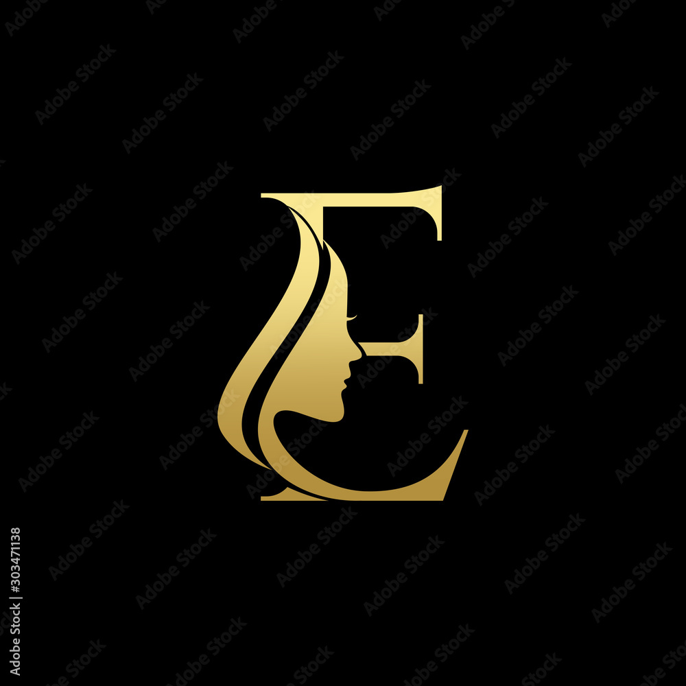 Letter E Beauty Women Face Logo Design Vector Stock Vector | Adobe Stock