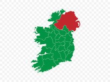 Ireland Map On Transparent Background. Vector Illustration.