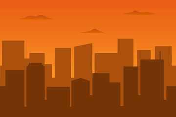 Poster - Brown haze in metropolis. Cityscape. Vector illustration.