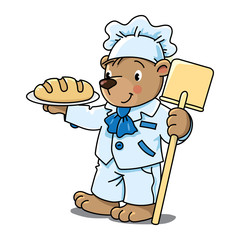 Sticker - Bear baker Animals and professions ABC. Alphabet B