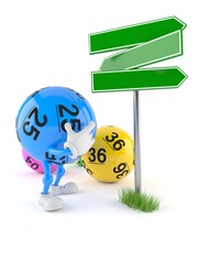 Poster - Lotto ball character with blank signpost