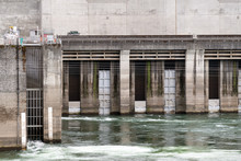 Floodgates Of Powerhouse 2 At The Bonneville Lock And Dam, Washington, USA