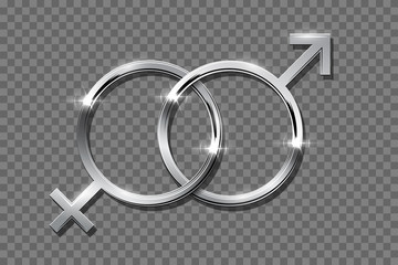 Poster - Silver male and female symbol vector illustration