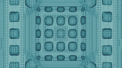 Poster - abstract composition  of light blue small squares, computer graphics, 3D rendering, seamless pattern, fractal