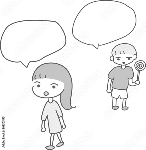 吹き出し付き 子ども 2人 セット 白黒 あめ マンガタッチ 一言 女の子 男の子 かわいい ゆるい Stock Vector Adobe Stock 吹き出し付き 子ども 2人 セット 白黒 あめ マンガタッチ 一言 女の子 男の子 かわいい ゆるい Stock Vector Adobe Stock
