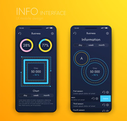 Vector graphics infographics with three options. Template for creating mobile applications, workflow layout, diagram, banner, web design, business reports with 3 steps