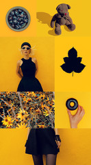 Wall Mural -  Aesthetic moodboard. Black-yellow stylish vibes